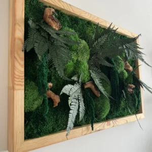 Živý Machový Obraz s Drevom a Rastlinami