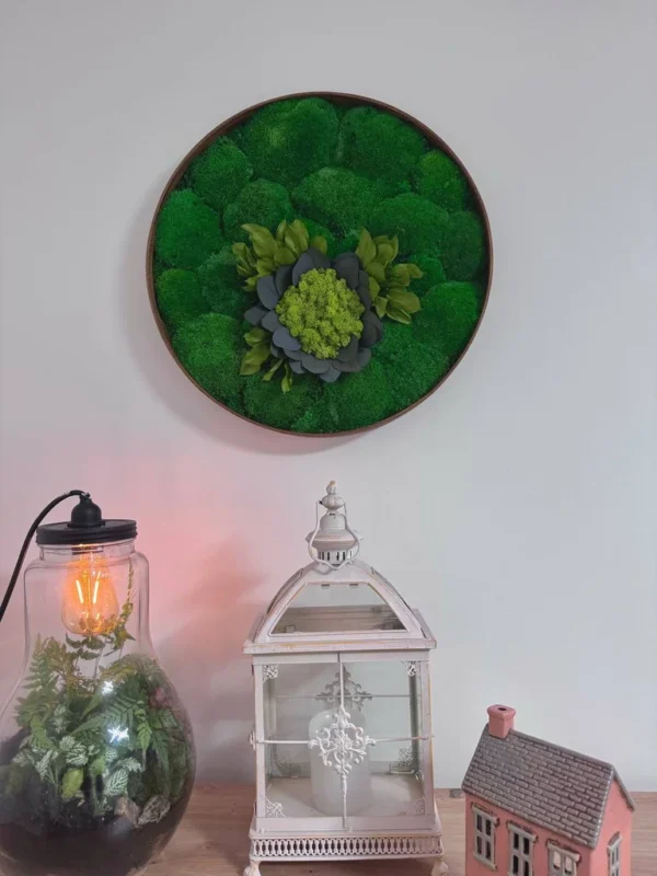 Machový Obraz na Stenu s Kvetinovým Motívom
