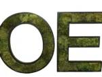 Drevené logo s machom