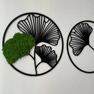 Ginkgo machová nástenná dekorácia – 3-dielna sada