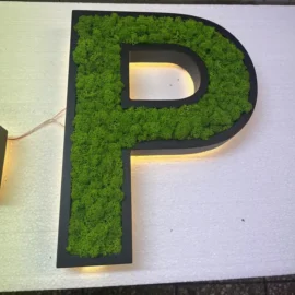 Drevené písmená s LED osvetlením a pravým machom