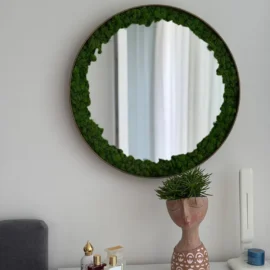 Okrúhle zrkadlo s Lišajníkom – Light Edition