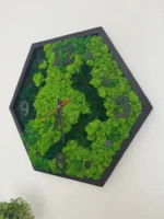 Šesťuholníkové machové nástenné hodiny Natur-Mix